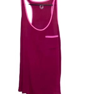 Sheer Lightweight Tank Top Burgandy & Pink Front Pocket Large